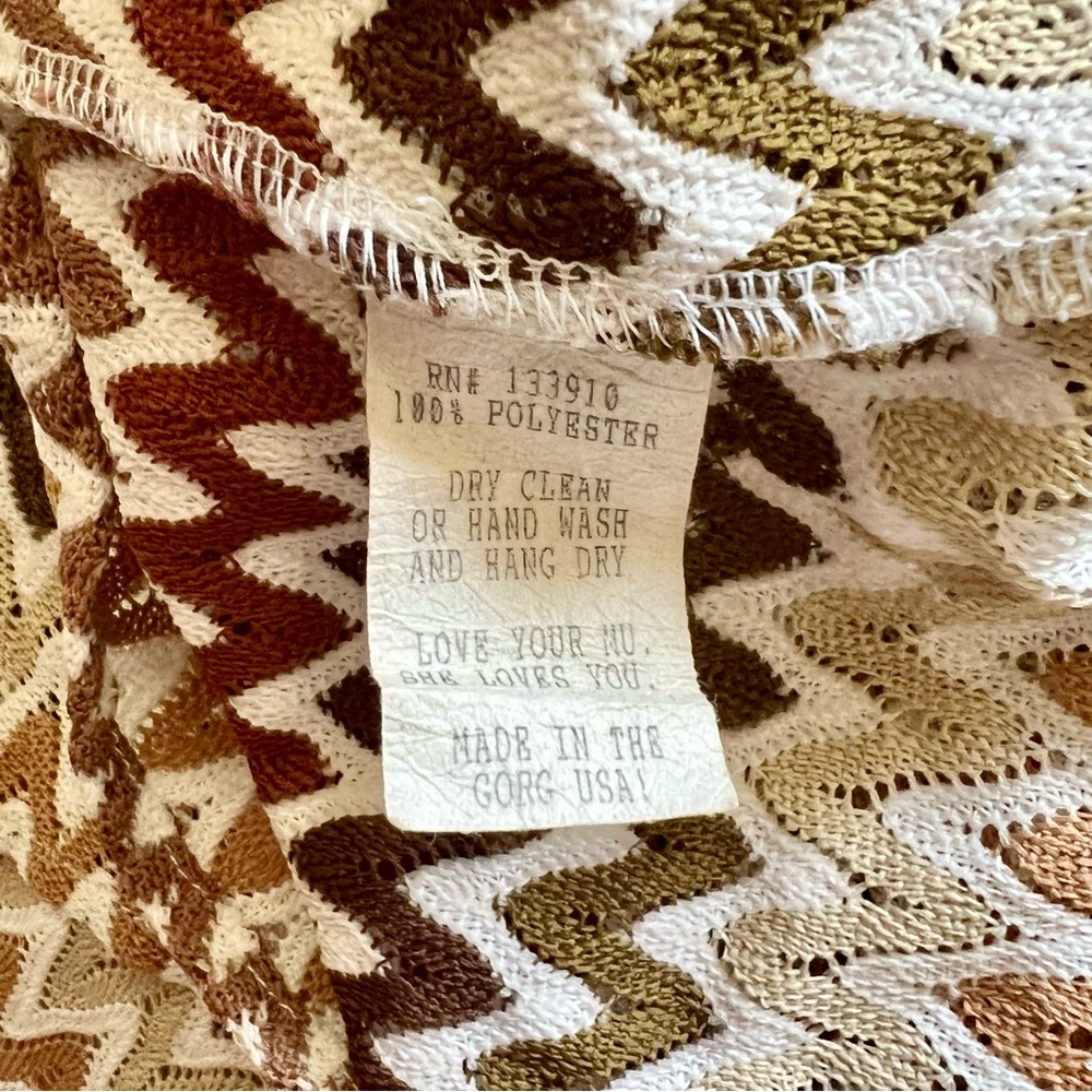 Show Me Your Mumu Chevron Crochet Knit Swing Tank Top Brown Cream Medium - Picture 11 of 15